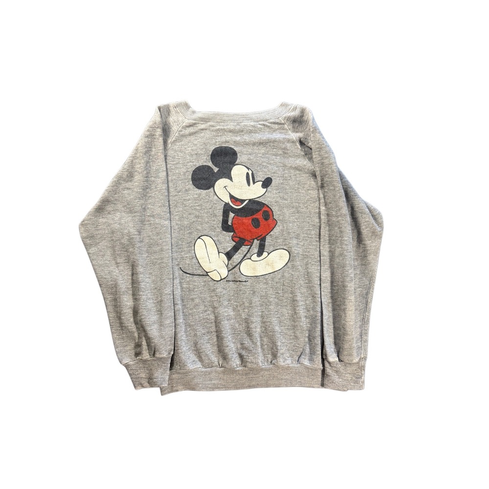 Vintage 1970s Mickey Mouse Raglan Sweatshirt Heather Gray Thin Disney 771